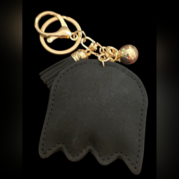 Black Rhinestone Pac Man Ghost Keychain - Picture 2 of 2